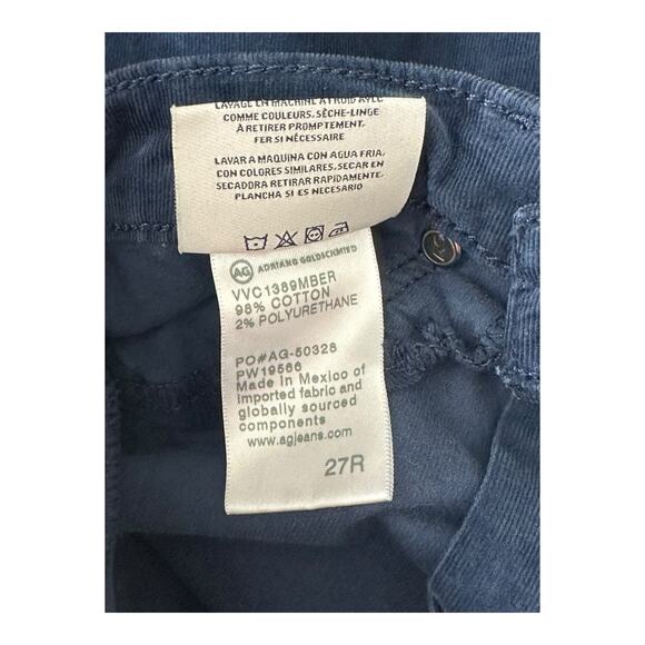 Adriano Goldschmied Pants Womens 27 Super Skinny Legging Ankle Blue Corduroy - Picture 8 of 9
